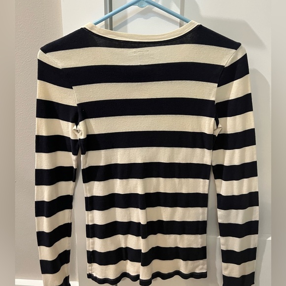 Old Navy Navy Blue and White Strip Long Sleeve Shirt - Picture 2 of 3
